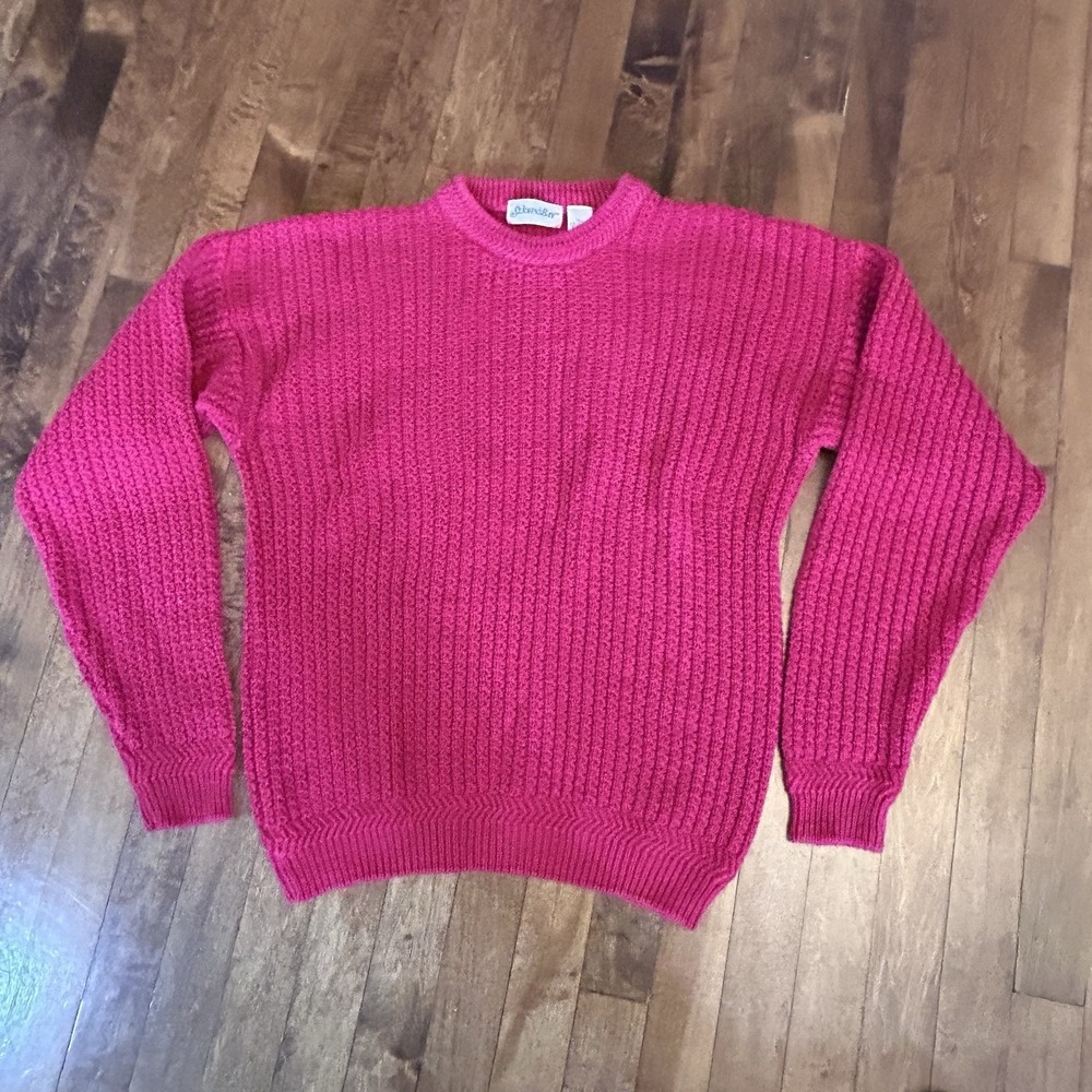 Vintage St. John's Bay Red Heavy Knit Crewneck Sweater Fisherman L Tall 42-44